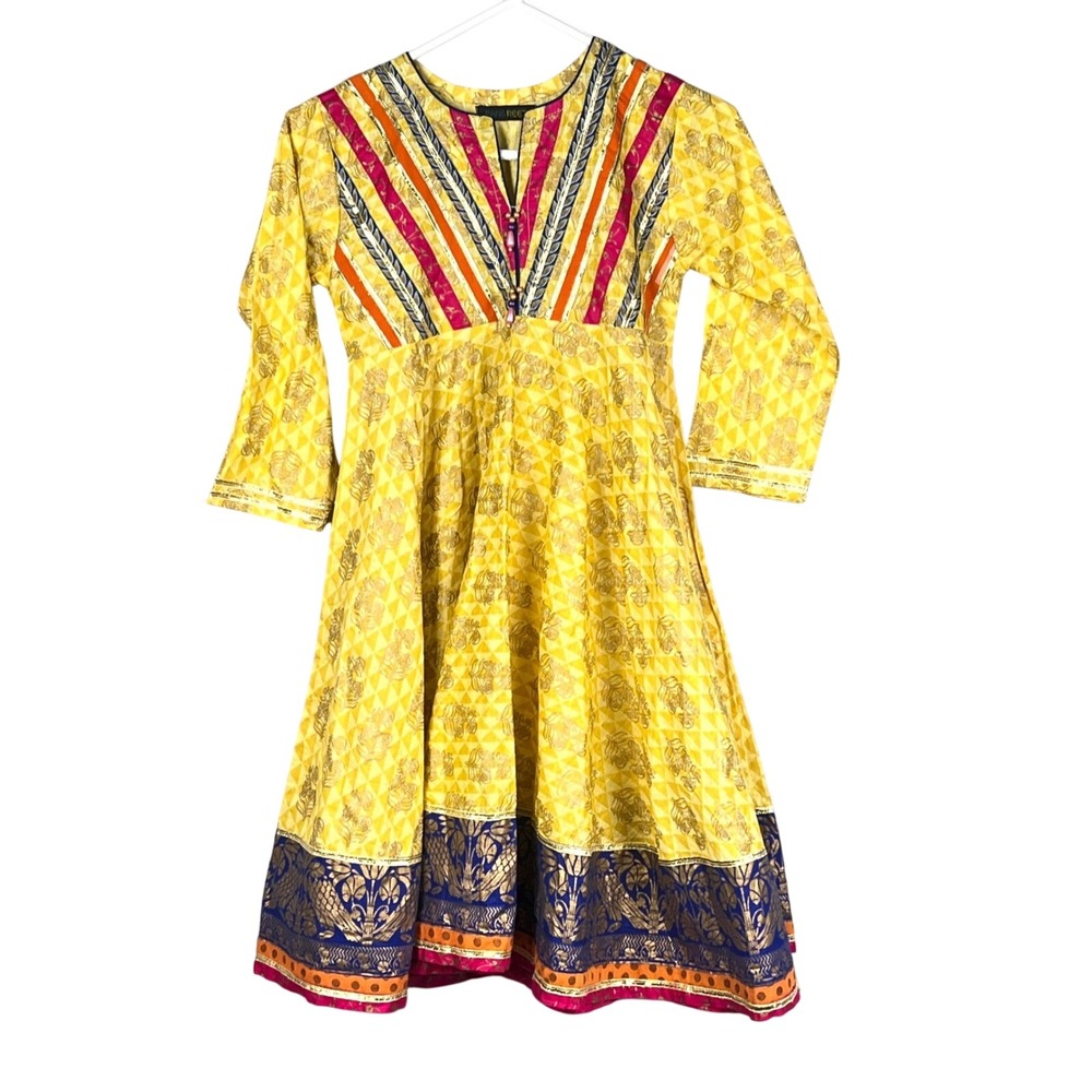 Girls Rang Reet Kurti Anarkali Girls Size 3  4 Yellow Pink Ethnic Bollywood Boho